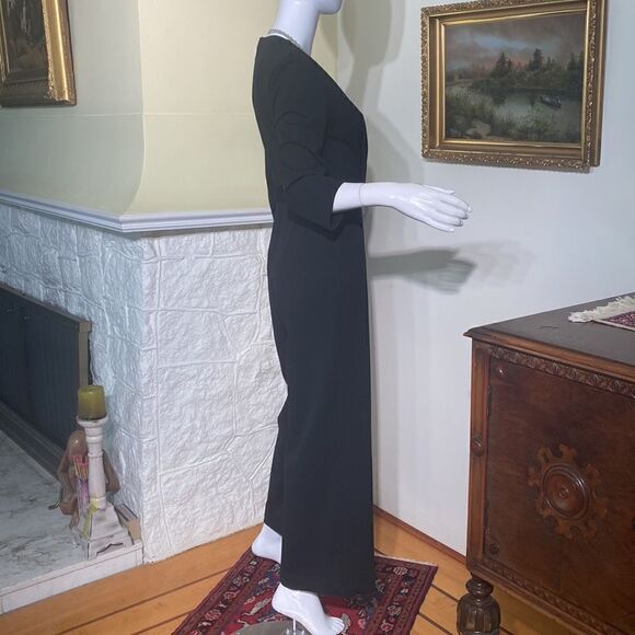 Halston Jumpsuit Black Wide Leg Long Sleeves - Picture 7 of 9